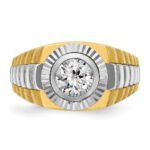 IBGoodman 14k Two Tone 1 carat Lab Grown Diamond VS/SI+ G+ Complete Polished Satin and Textured Men's Ring - Image 4