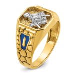 IBGoodman 14k Two-tone Men's Polished and Textured with Blue Enamel and Diamond Blue Lodge Master Masonic Ring - Image 8