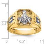IBGoodman 14k Two-tone Men's Polished and Textured with Blue Enamel and Diamond Blue Lodge Master Masonic Ring - Image 3