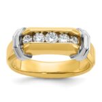 IBGoodman 14k Two-tone Men's Polished and Grooved 5-Stone 1/2 Carat AA Quality Diamond Ring