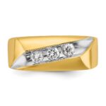 IBGoodman 14k with White Rhodium Men's Polished and Grooved 3-Stone 1/3 Carat AA Quality Diamond Ring - Image 4