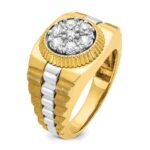 IBGoodman 10k Two-tone Men's Polished Satin and Textured 1/2 Carat A Quality Diamond Cluster Ring - Image 8
