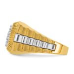 IBGoodman 14k Two-Tone 1/2 carat Lab Grown Diamond VS/SI+ G+ Complete Ribbed Men's Cluster Ring - Image 3