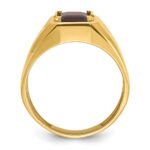 14k IBGoodman Men's Polished and Satin Garnet and 1/15 carat Diamond Complete Ring - Image 2