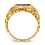 IBGoodman 10k Men's Polished and Nugget Textured with Blue Enamel and Lab Created Sapphire Blue Lodge Master Masonic Ring - Image 2