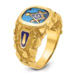 IBGoodman 14k Men's Polished and Nugget Textured with Blue Enamel and Lab Created Sapphire Blue Lodge Master Masonic Ring - Image 8