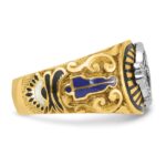 IBGoodman 10k Two-tone Men's Polished and Textured with Multi-color Enamel Blue Lodge Master Masonic Ring - Image 7
