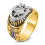 IBGoodman 14k Two-tone Men's Polished and Textured with Multi-color Enamel Blue Lodge Master Masonic Ring - Image 6