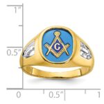 IBGoodman 10k with White Rhodium Men's Polished and Textured with Lab Created Sapphire Blue Lodge Master Masonic Ring - Image 3