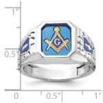 IBGoodman 14k White Gold Men's Polished and Textured Blue Lodge Master Masonic Ring Mounting - Image 8