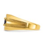 14k IBGoodman Men's Created Sapphire and 1/20 carat Diamond Satin Complete Ring - Image 5