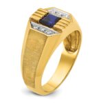 14k IBGoodman Men's Gemstone and Diamond Satin Ring Mounting - Image 8