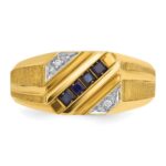 14k IBGoodman Men's Gemstone and Diamond Satin Ring Mounting - Image 6