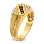 14k IBGoodman Men's Created Sapphire and Diamond Satin Complete Ring - Image 8