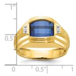 14k IBGoodman Men's Polished and Satin Created Sapphire and Diamond Complete Ring - Image 3