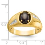 14k IBGoodman Men's Satin Black Star Sapphire and 1/20 carat Diamond Complete Ring - Image 3