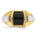 14k Two-tone IBGoodman Men's Satin Onyx and 1/10 carat Diamond Complete Ring - Image 4