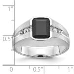 IBGoodman 14k White Gold Men's Polished and Satin Onyx and 1/8 Carat AA Quality Diamond Ring - Image 3