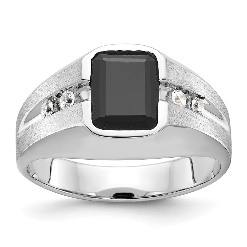 B57895-4WOX_AA.jpg IBGoodman 14k White Gold Men's Polished and Satin Onyx and 1/8 Carat AA Quality Diamond Ring - Image 1