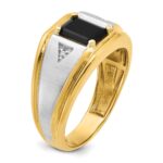 14k Two-tone IBGoodman Men's Satin Onyx and Diamond Complete Ring - Image 8