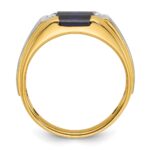 14k Two-tone IBGoodman Men's Created Sapphire and 1/8 carat Diamond Complete Ring - Image 2