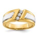 IBGoodman 10k Two-tone Men's Polished and Satin 3-Stone 1/4 Carat A Quality Diamond Ring
