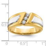IBGoodman 14k Two-tone Men's Polished and Satin 3-Stone 1/4 Carat AA Quality Diamond Ring - Image 3