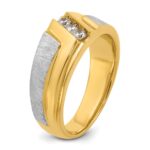 IBGoodman 14k Two-tone Men's Polished Satin and Grooved 3-Stone 1/4 Carat AA Quality Diamond Ring - Image 8