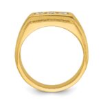 IBGoodman 14k Men's Polished and Satin 3-Row 3/4 Carat AA Quality Diamond Ring - Image 2