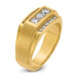 IBGoodman 14k Men's Polished and Satin 3-Row 3/4 Carat AA Quality Diamond Ring - Image 8