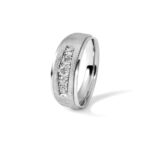 IBGoodman 14k White Gold Polished and Brushed Five Stone Men's Ring Mounting - Image 9