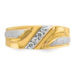 IBGoodman 14k Two-tone Men's Polished Satin and Grooved 4-Stone 1/4 Carat AA Quality Diamond Ring - Image 6