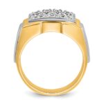IBGoodman 14k Two-tone Men's Polished and Satin 1 Carat AA Quality Diamond Cluster Ring - Image 2