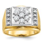 IBGoodman 14k Two Tone 1 carat Lab Grown Diamond VS/SI+ G+ Complete Men's Polished and Satin Cluster Ring