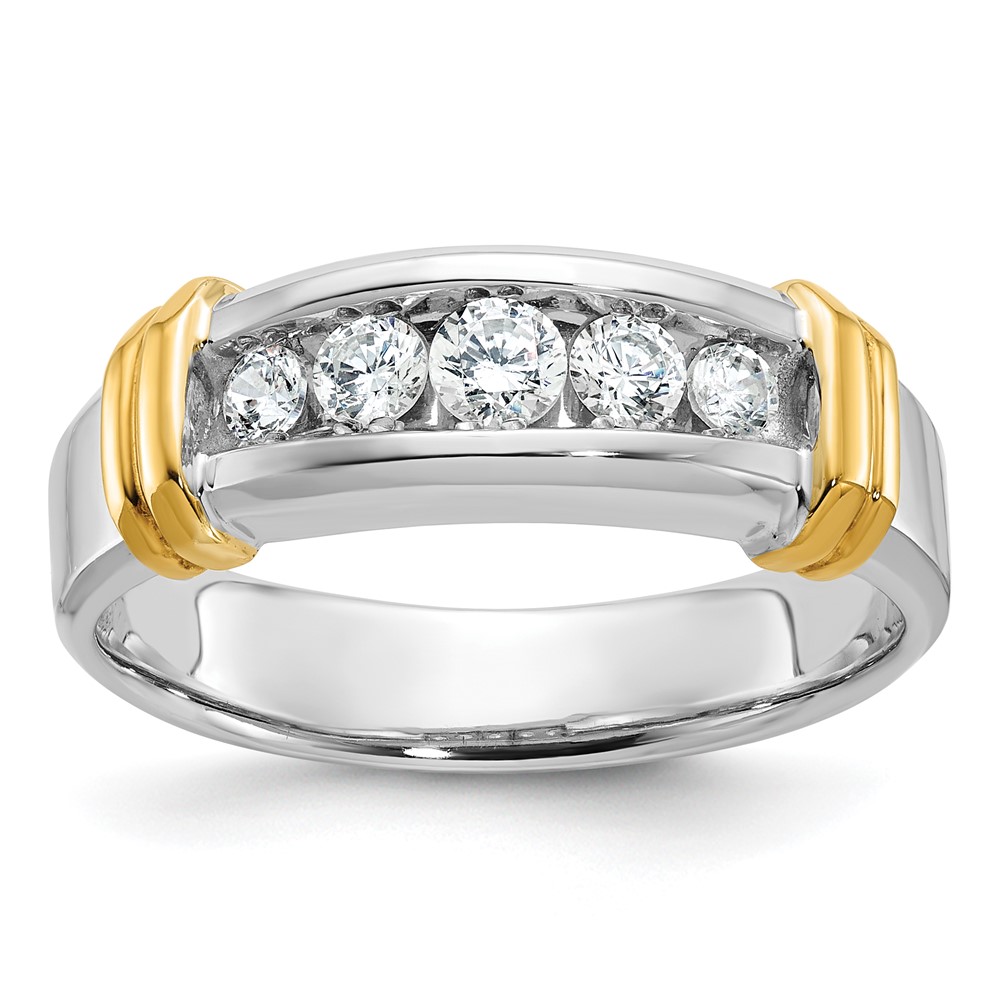 B58264-4WYAA-1.jpg IBGoodman 14k Two-tone 1/2 carat Lab Grown Diamond VS/SI+ G+ Five Stone Complete Polished Men's Ring - Image 1