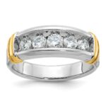 IBGoodman 14k Two-tone Men's Polished and Grooved 5-Stone 1 Carat AA Quality Diamond Ring