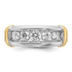 IBGoodman 14k Two-tone Men's Polished and Grooved 5-Stone 1 Carat AA Quality Diamond Ring - Image 6