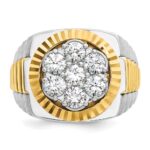IBGoodman 14k Two-Tone 2 carat Lab Grown Diamond VS/SI+ G+ Complete Ribbed Men's Cluster Ring - Image 4