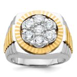 14ktt IBGoodman Men's Polished Satin & D/C Round Cluster Ring Mtg