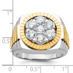IBGoodman 14k Two-tone Men's Polished Satin and Diamond-cut Round Cluster Ring Mounting - Image 3