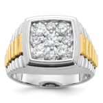 IBGoodman 10k Two-tone Men's Polished and Textured 1 Carat A Quality Diamond Cluster Ring