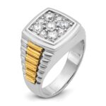 IBGoodman 14k Two Tone 1 carat Lab Grown Diamond VS/SI+ G+ Complete Men's Polished and Satin Cluster Ring - Image 6