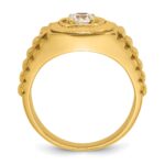 IBGoodman 14k Men's Polished Satin and Textured 1/2 Carat AA Quality Diamond Ring - Image 2