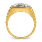 IBGoodman 14k Two-tone Men's Polished Satin and Textured 1 Carat AA Quality Diamond Ring - Image 2