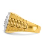 IBGoodman 14k Two-tone Men's Polished Satin and Textured 1 Carat AA Quality Diamond Ring - Image 5