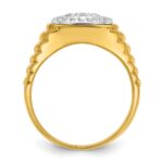 IBGoodman 14k Two-tone Men's Polished Satin and Ribbed Round 1/2 Carat AA Quality Diamond Cluster Ring - Image 2