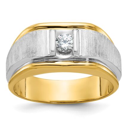 IBGoodman 14k Two-tone 1/4 carat Lab Grown Diamond VS/SI+ G+ Complete Polished and Satin Men's Ring