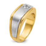 10k Two-tone IBGoodman Men's Polished and Satin Diamond Complete Ring - Image 6