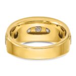 IBGoodman 14k Two-tone Men's Polished Satin and Grooved 5-Stone Ring Mounting - Image 7