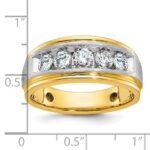 IBGoodman 14k Two-tone Men's Polished Satin and Grooved 5-Stone Ring Mounting - Image 3